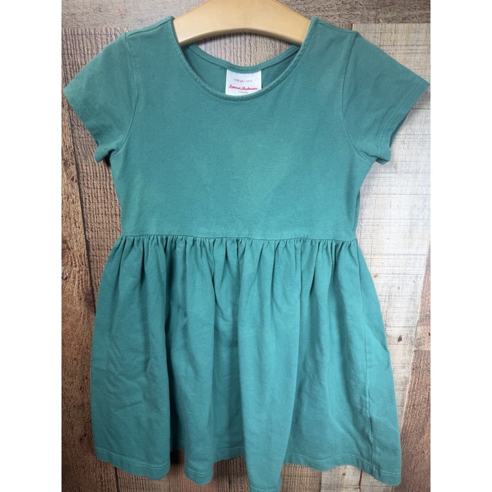 Hanna Andersson Green Cotton Knit Dress Girl's Size 110 / 5